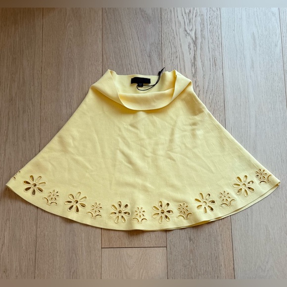 ZARA Butter Yellow Floral Cutout A-Line Skirt | Euro Summer | NWT M - Picture 3 of 7